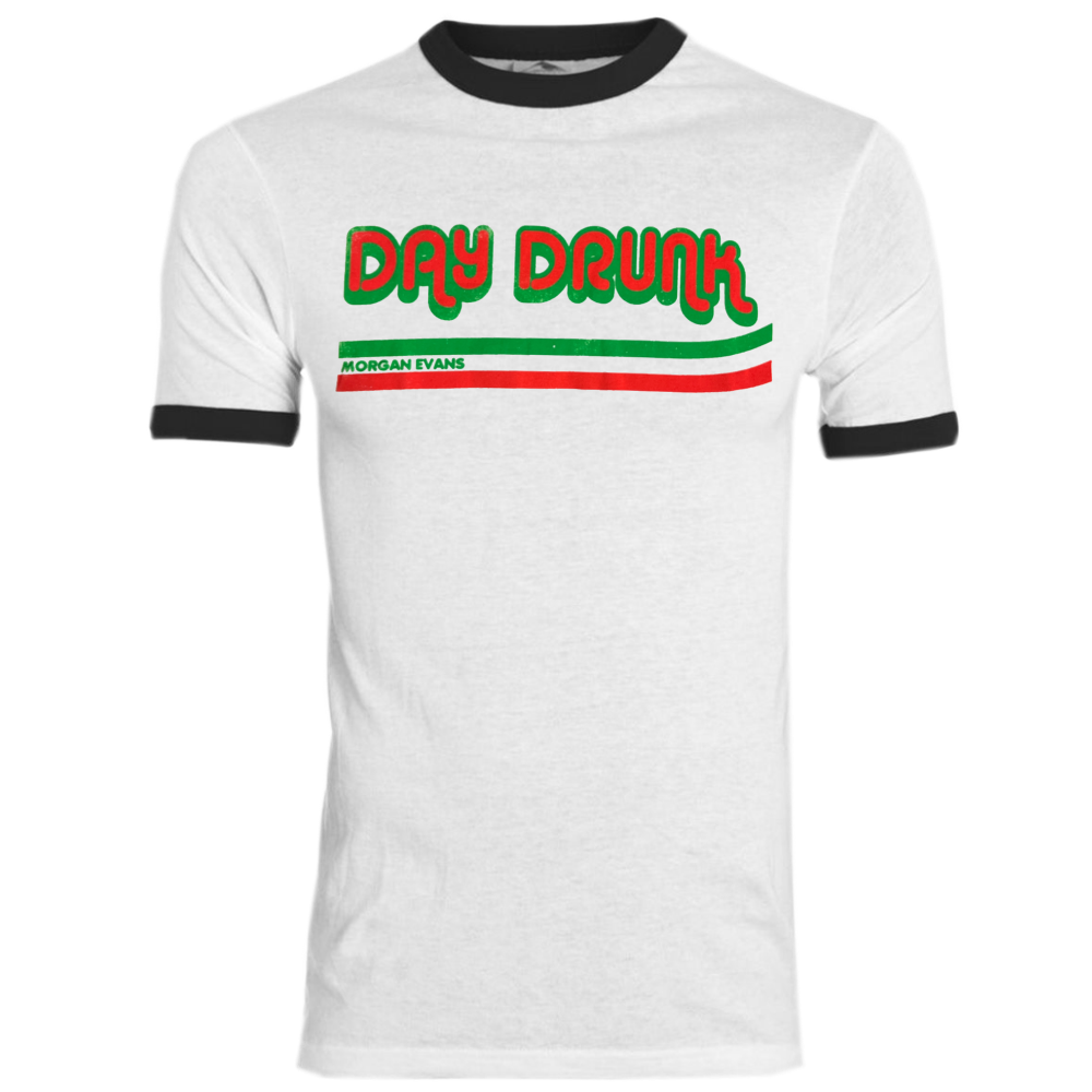 White and Black Day Drunk Ringer Tee
