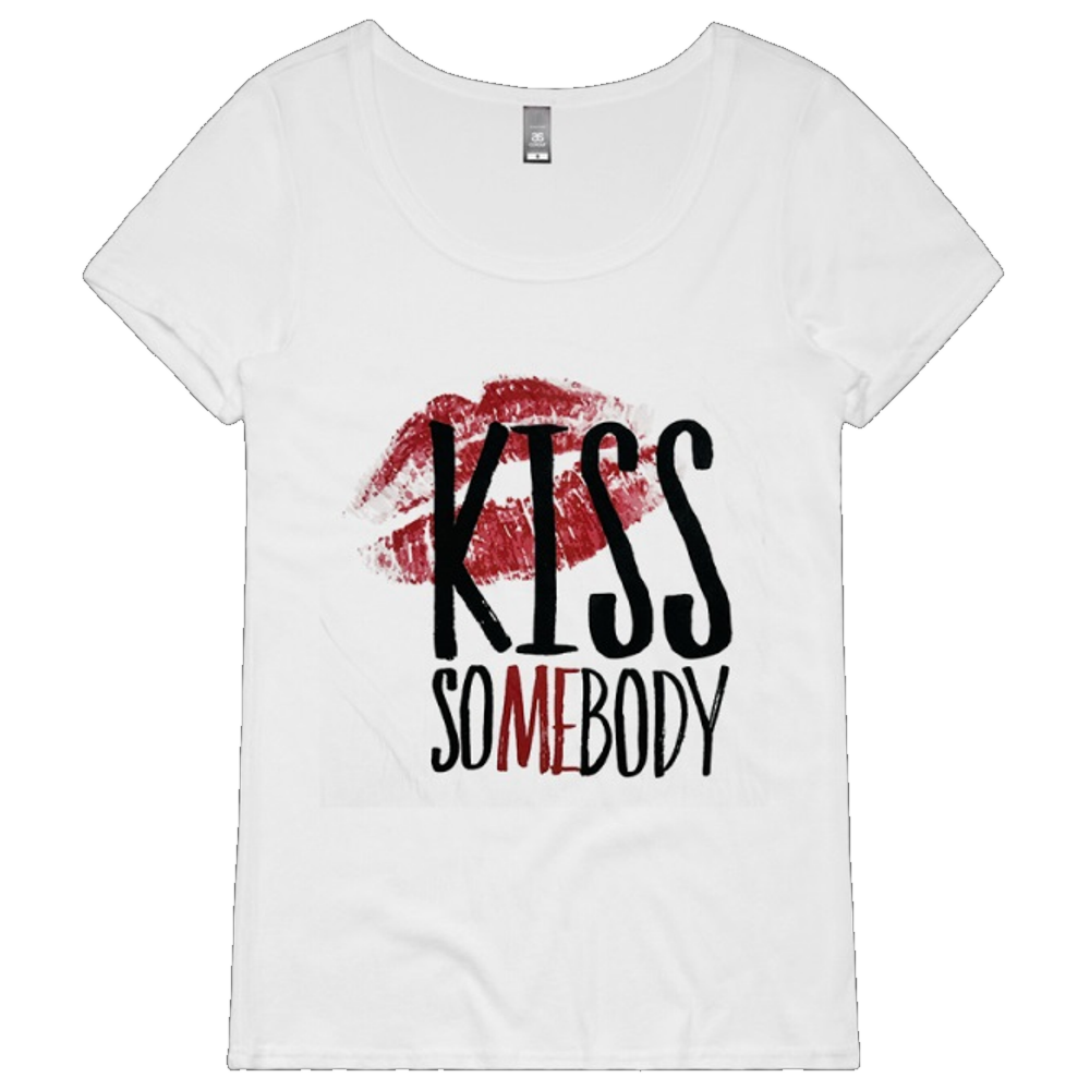 Ladies Dolman Kiss Somebody White Tee